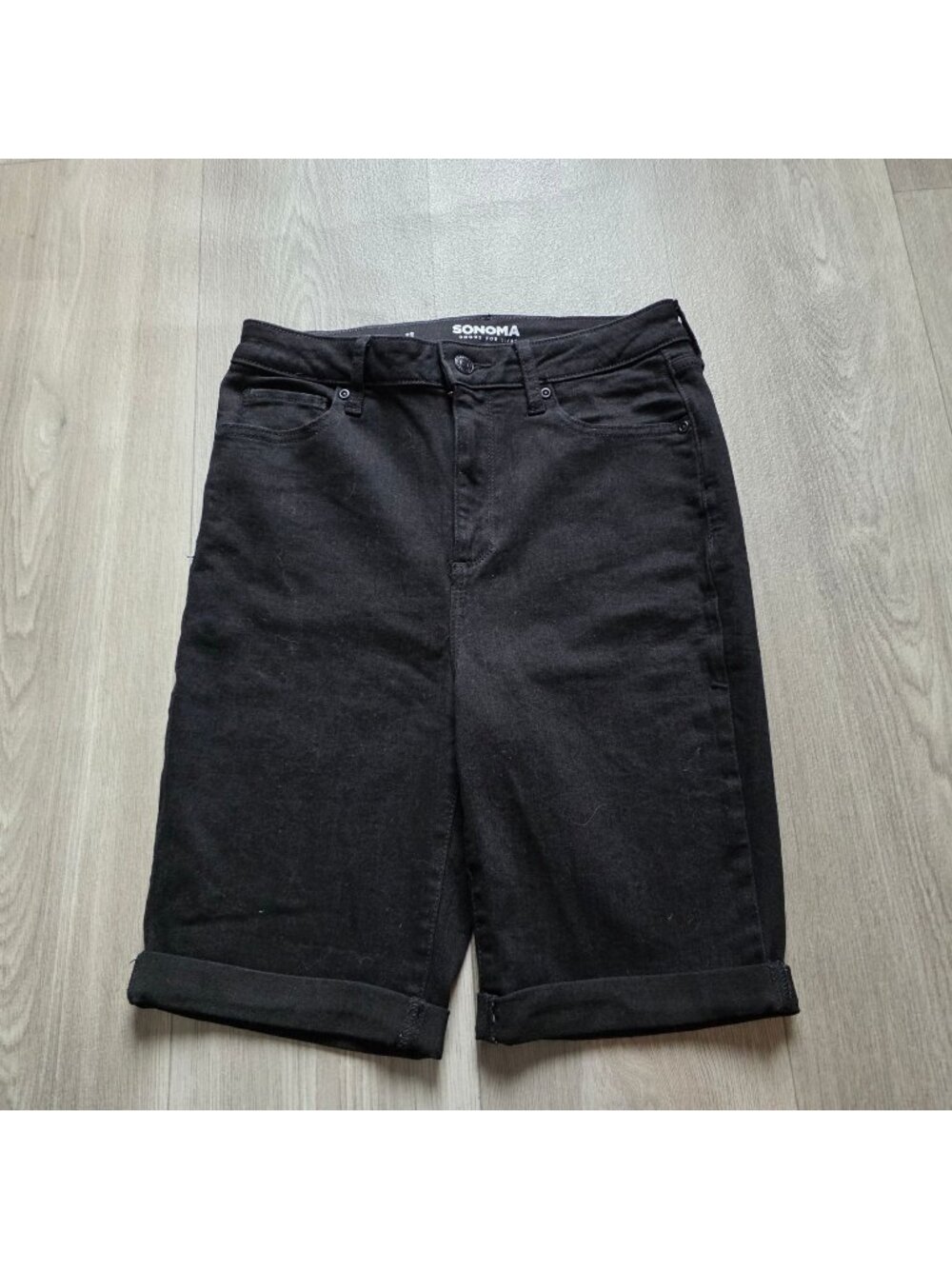 Black Sonoma Bermuda Shorts Womens Size 12 Cotton Blend With Pockets